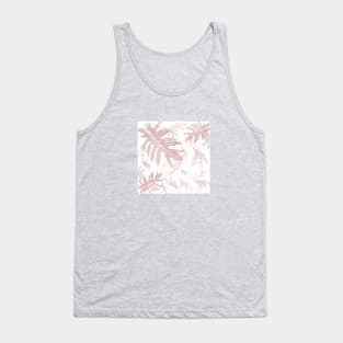 Trio palm leaves pink palepink on white tropical fall TeePublic Tank Top